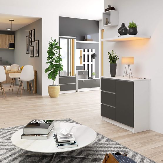 CREDENZA K80 JERRY 1D 3SZ PK BIANCA / GRIGIO GRAFITE