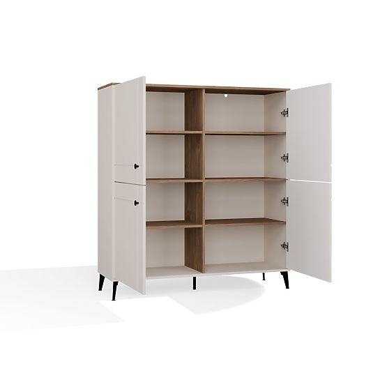 Credenza POINT 4D Cashmere Beige Rovere Castello Armadietto 4 Ante 8 Ripiani per Soggiorno