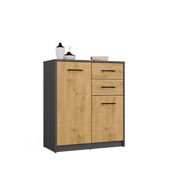 Credenza SIMPLO 2D2S Mobile 2 Cassetti 2 Ante per Soggiorno ANTRACITE ROVERE ARTISAN