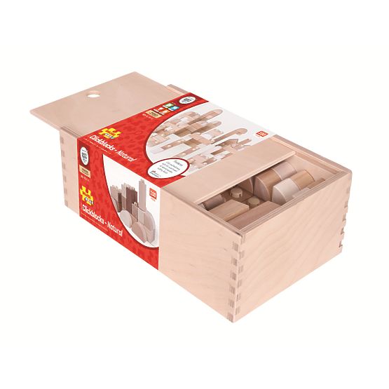Cubi di collegamento in legno per bambini Bigjigs - Natur set da 100 pezzi