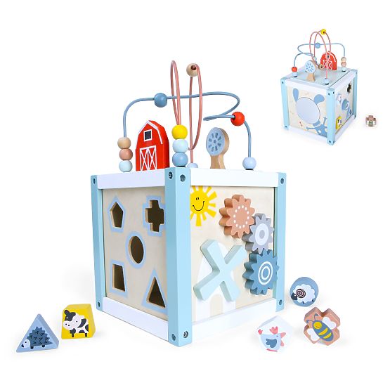 Cubo educativo in legno con forme + blocchi ECOTOYS