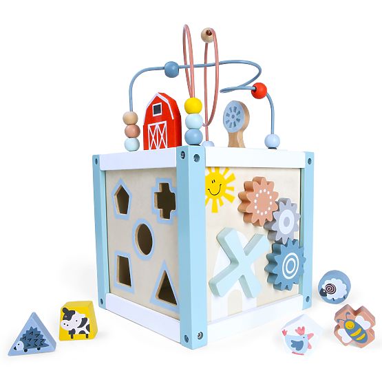 Cubo educativo in legno con forme + blocchi ECOTOYS