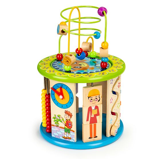 Cubo educativo in legno con giochi e blocchi di pesca ECOTOYS