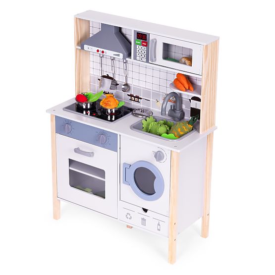 Cucina in legno per bambini suoni LED forno lavatrice accessori da cucina ECOTOYS