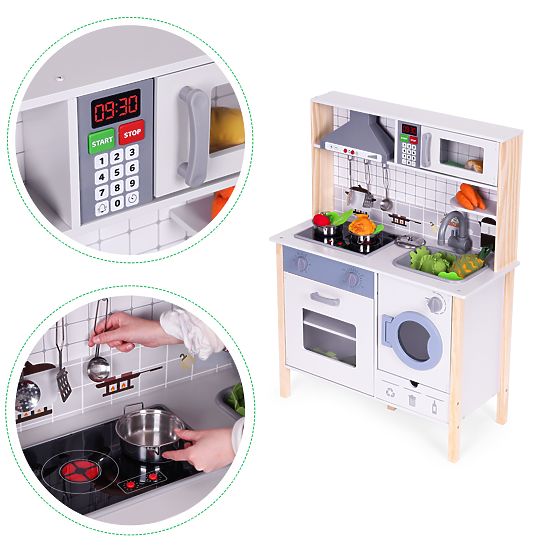 Cucina in legno per bambini suoni LED forno lavatrice accessori da cucina ECOTOYS