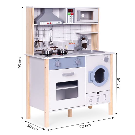 Cucina in legno per bambini suoni LED forno lavatrice accessori da cucina ECOTOYS
