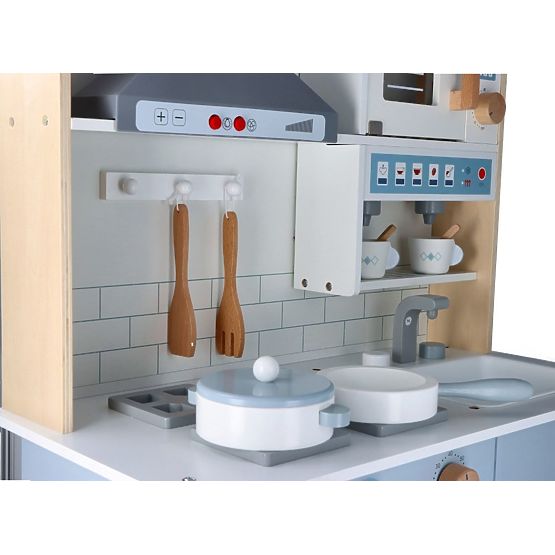 Cucina interattiva in legno con cappa