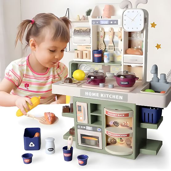 Cucina per bambini suoni LED generatore di vapore 35 accessori