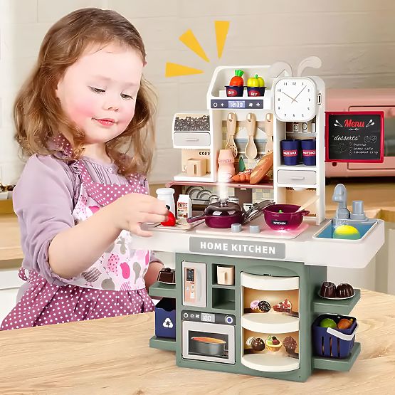 Cucina per bambini suoni LED generatore di vapore 35 accessori