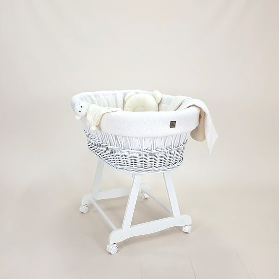 Culla bianca in vimini Teddy per neonati - set in colore ecru