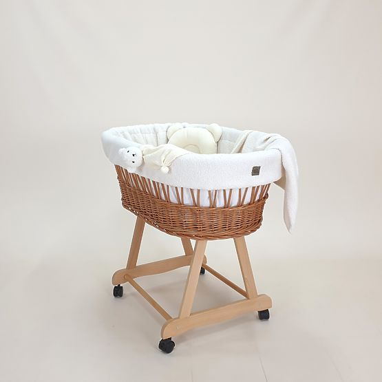 Culla in vimini naturale Teddy per neonati - set in colore ecru