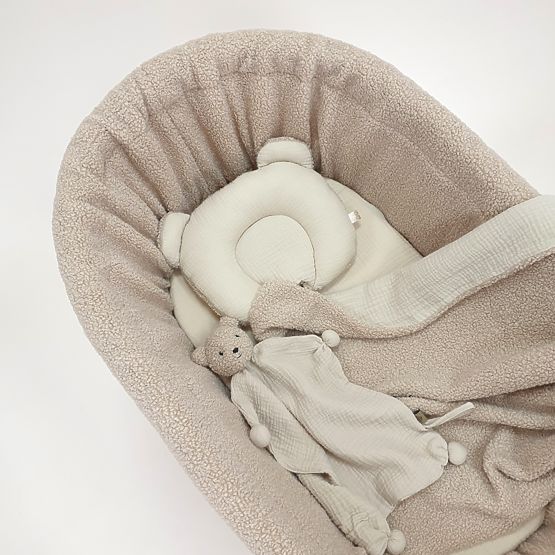 Culla in vimini Teddy per neonati - colore naturale con accessori beige