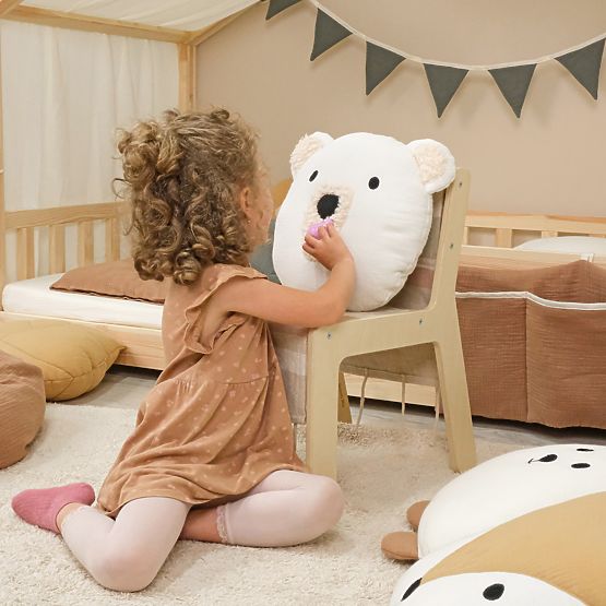 Cuscino in mussola Ourbaby Ø 35 cm Orso - ecru