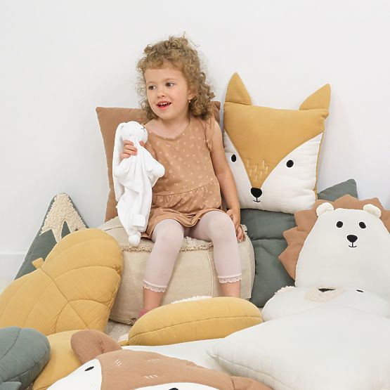 Cuscino in mussola Ourbaby 38x35 cm Foglia - senape