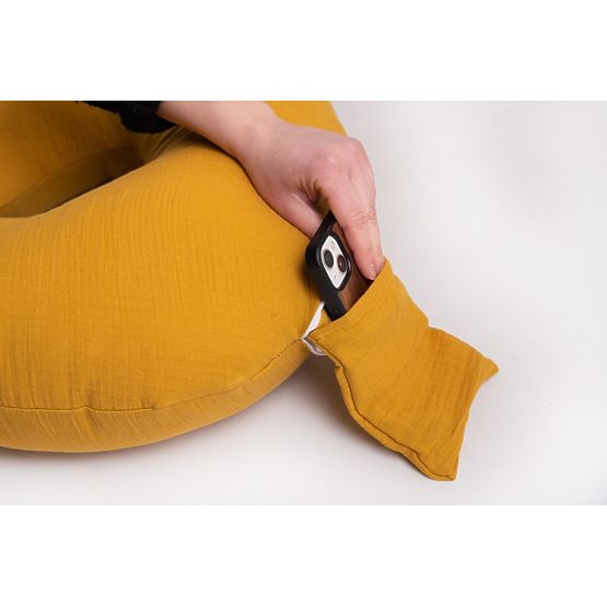 Cuscino regolabile in mussola Heavens - senape