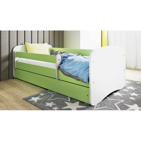 Lettino per bambini con barriera Ourbaby - verde-bianco