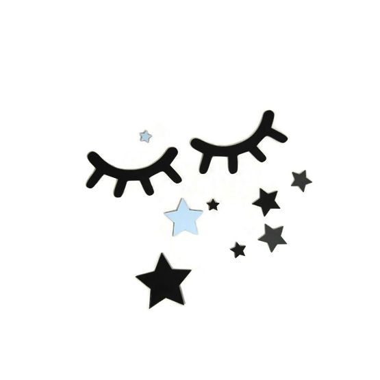 Decorazione murale: Occhi addormentati con stelle - blu