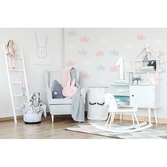 Decorazione per il muro Corone grigio-bianco-rosa