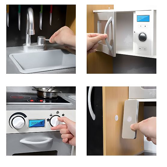 Cucina per bambini con suoni e lavagna a LED accessori in metallo MDF +3 anni ECOTOYS