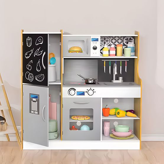 Cucina per bambini con suoni e lavagna a LED accessori in metallo MDF +3 anni ECOTOYS