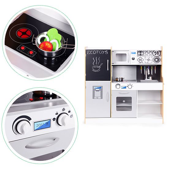 Cucina per bambini con suoni e lavagna a LED accessori in metallo MDF +3 anni ECOTOYS