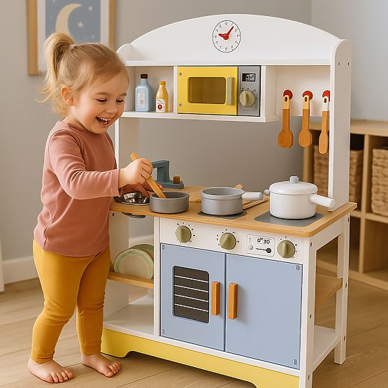 Cucina per bambini forno lavatrice microonde 12 accessori ECOTOYS