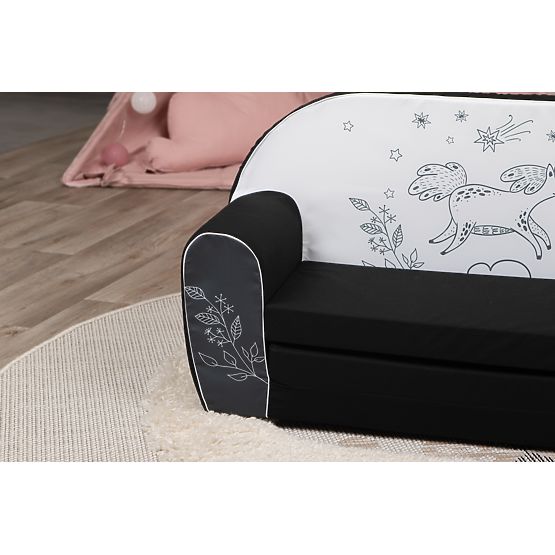 Divano per bambini Unicorno - bianco e nero