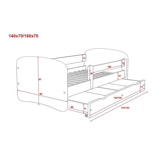 Letto per bambini con barriera - Procione - bianco
