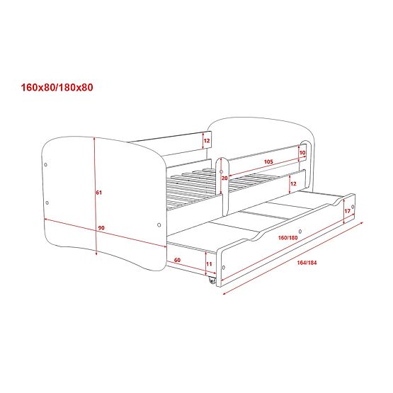 Letto per bambini con barriera - Procione - bianco