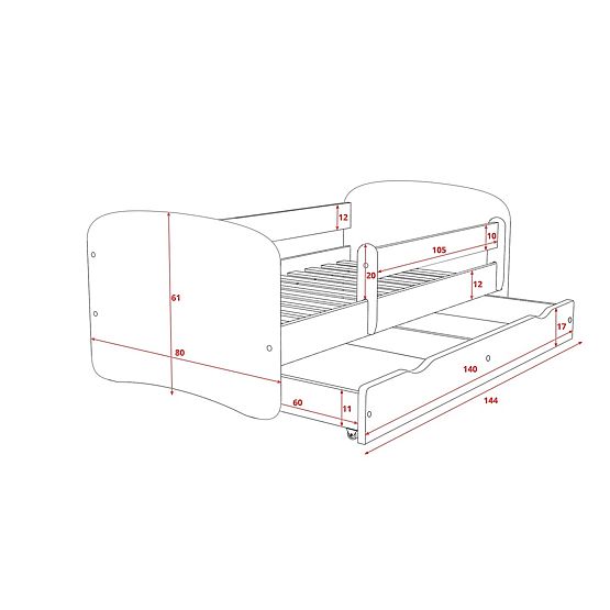 Letto per bambini con barriera - Procione - blu