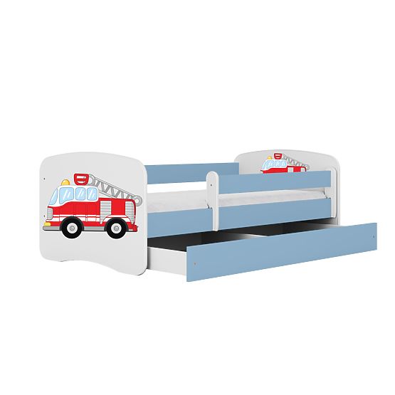 Letto per bambini con barriera Ourbaby - Camion dei pompieri - blu