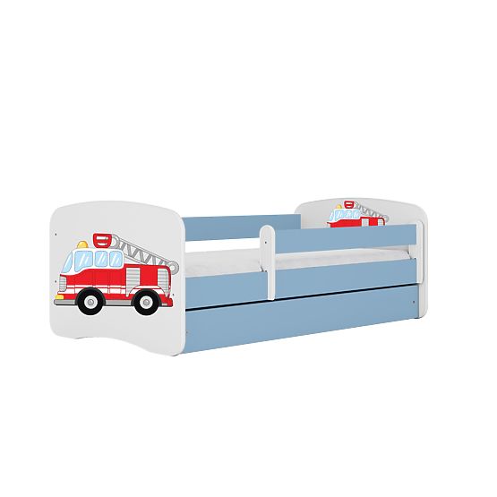 Letto per bambini con barriera Ourbaby - Camion dei pompieri - blu
