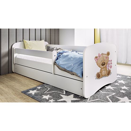 Letto per bambini con barriera Ourbaby - Orsetto - bianco