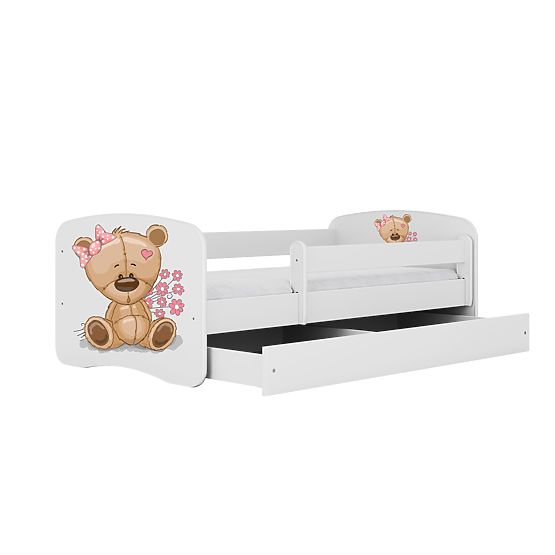 Letto per bambini con barriera Ourbaby - Orsetto - bianco