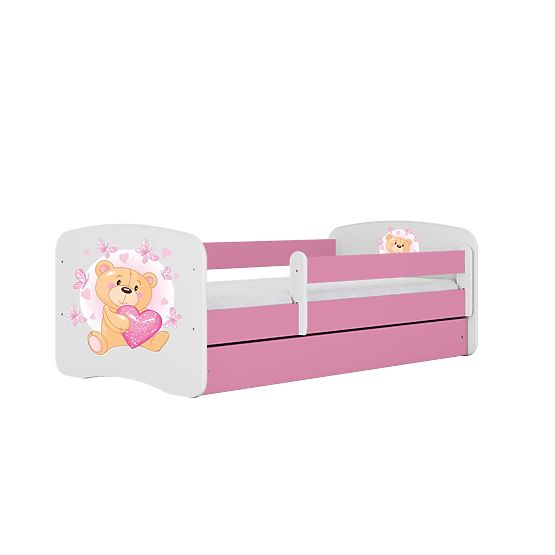 Letto per bambini con barriera Ourbaby - Orsetto - rosa