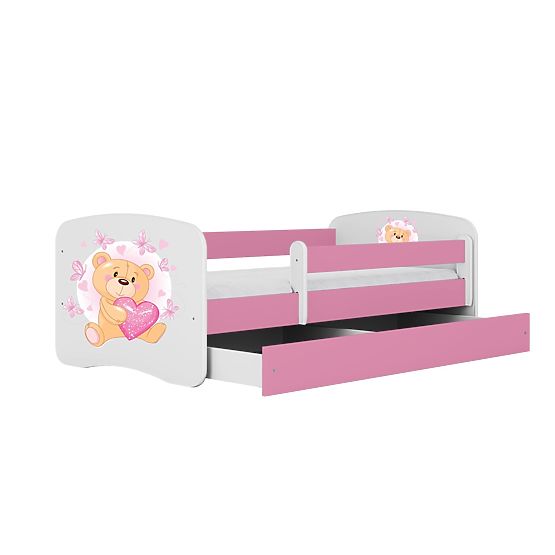 Letto per bambini con barriera Ourbaby - Orsetto - rosa