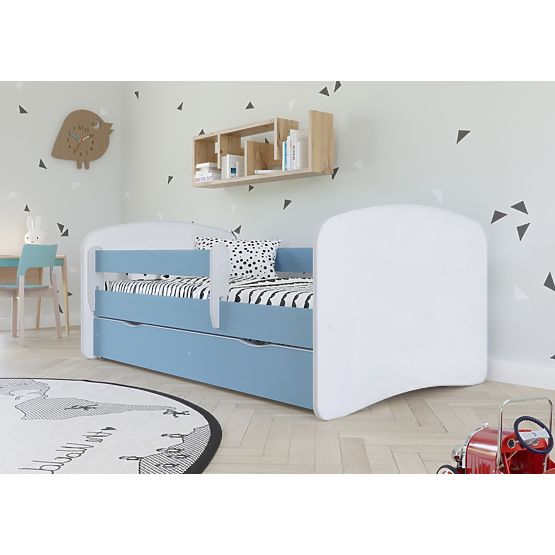 Letto per bambini con barriera Ourbaby - blu e bianco