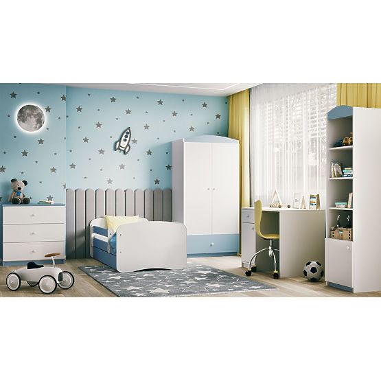 Letto per bambini con barriera Ourbaby - blu e bianco