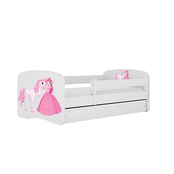 Letto per bambini con barriera Ourbaby - Principessa con cavallo - bianco