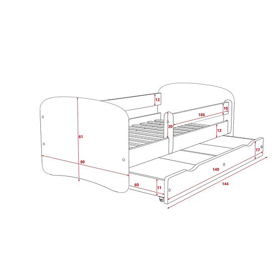 Letto per bambini con barriera Ourbaby - Safari - bianco