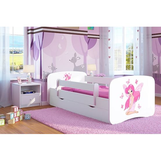 Letto per bambini con barriera Ourbaby - Fata Leonka - bianco