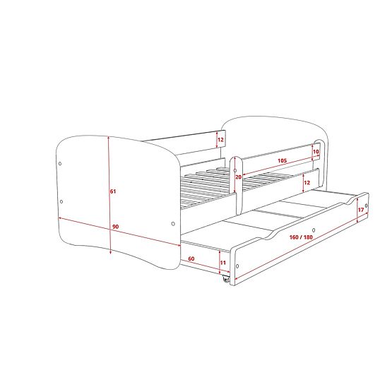 Letto per bambini con barriera Ourbaby - Fata Leonka - bianco