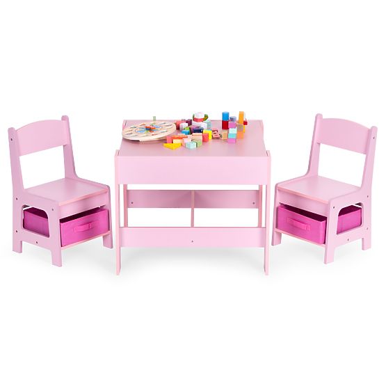 Set di mobili per bambini tavolo + 2 sedie lavagna rosa ECOTOYS