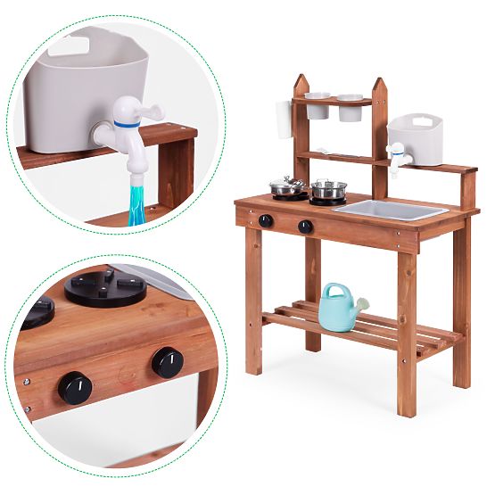 Cucina fangosa da esterno per bambini in legno di abete ECOTOYS