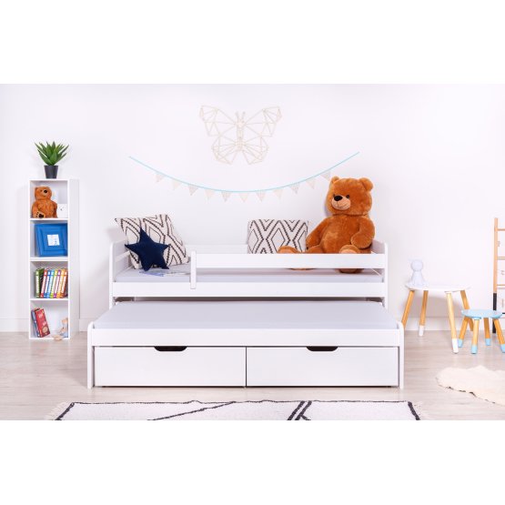 Letto per bambini con letto supplementare e barriera Praktik - Bianco