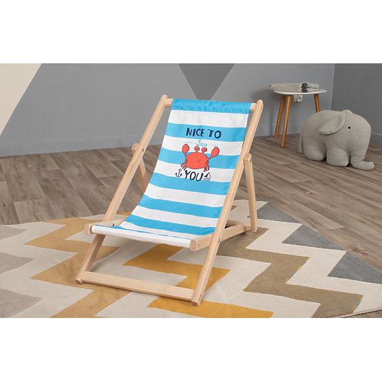 Sedia da spiaggia per bambini Krab - blu-bianco