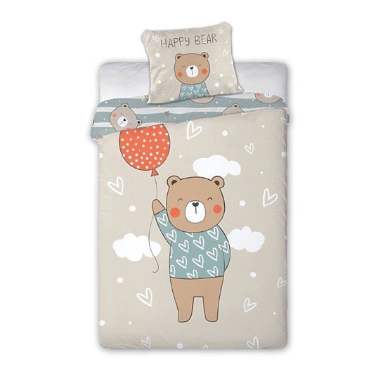 Biancheria da letto per bambini 140x200 cm + 70x90 cm Orsacchiotto con palloncino