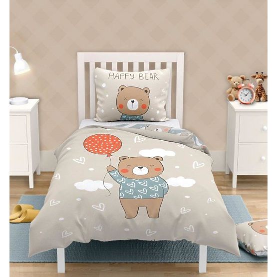 Biancheria da letto per bambini 140x200 cm + 70x90 cm Orsacchiotto con palloncino