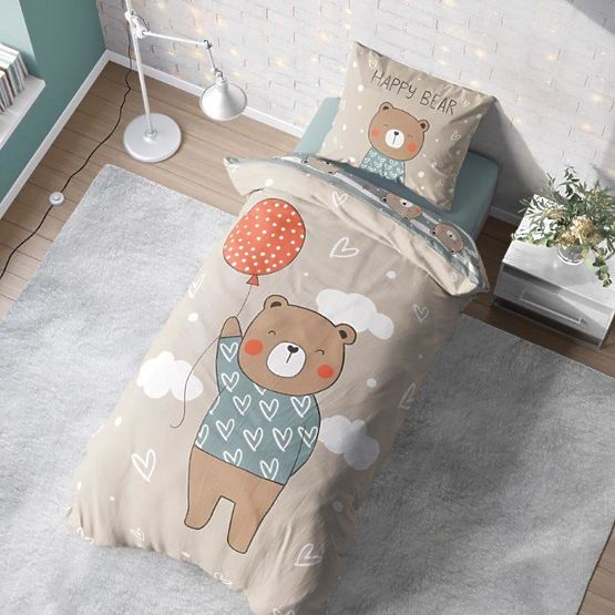 Biancheria da letto per bambini 140x200 cm + 70x90 cm Orsacchiotto con palloncino