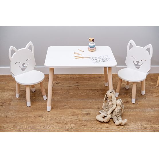 Tavolo per bambini con sedie - Volpe - bianco